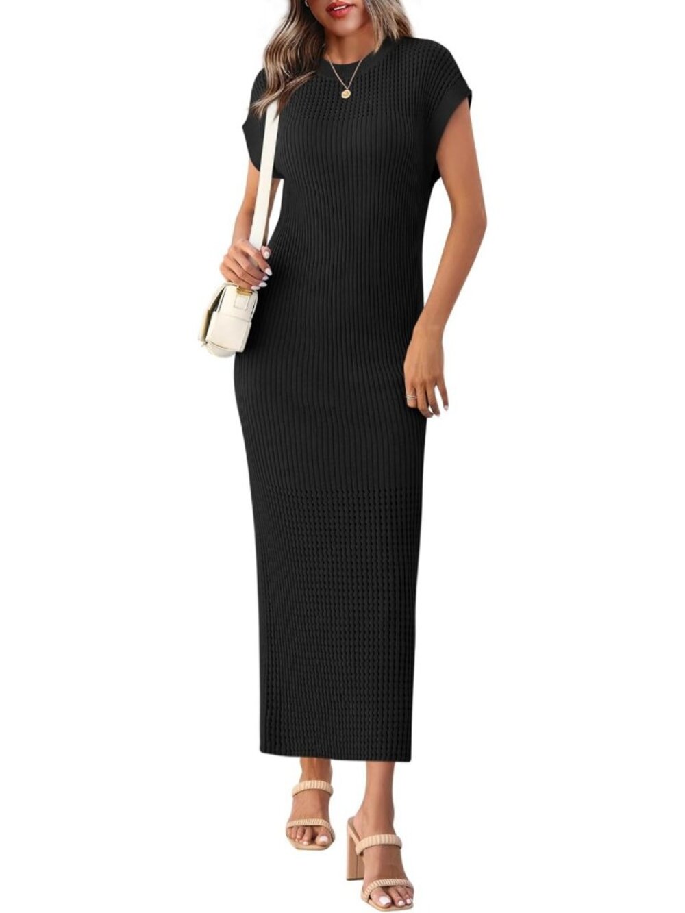 Trendy Women's Summer Maxi Dress - Ribbed Knit, Comfortable & Stylish Outfit